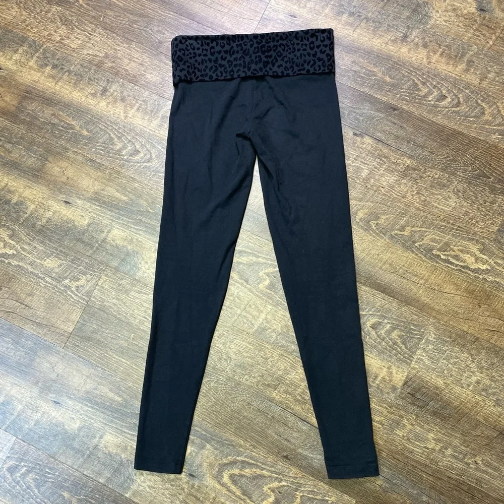 Victoria’s Secret PINK Womens XS Low Rise Black Cheetah Foldover Leggings Skinny - Picture 9 of 11